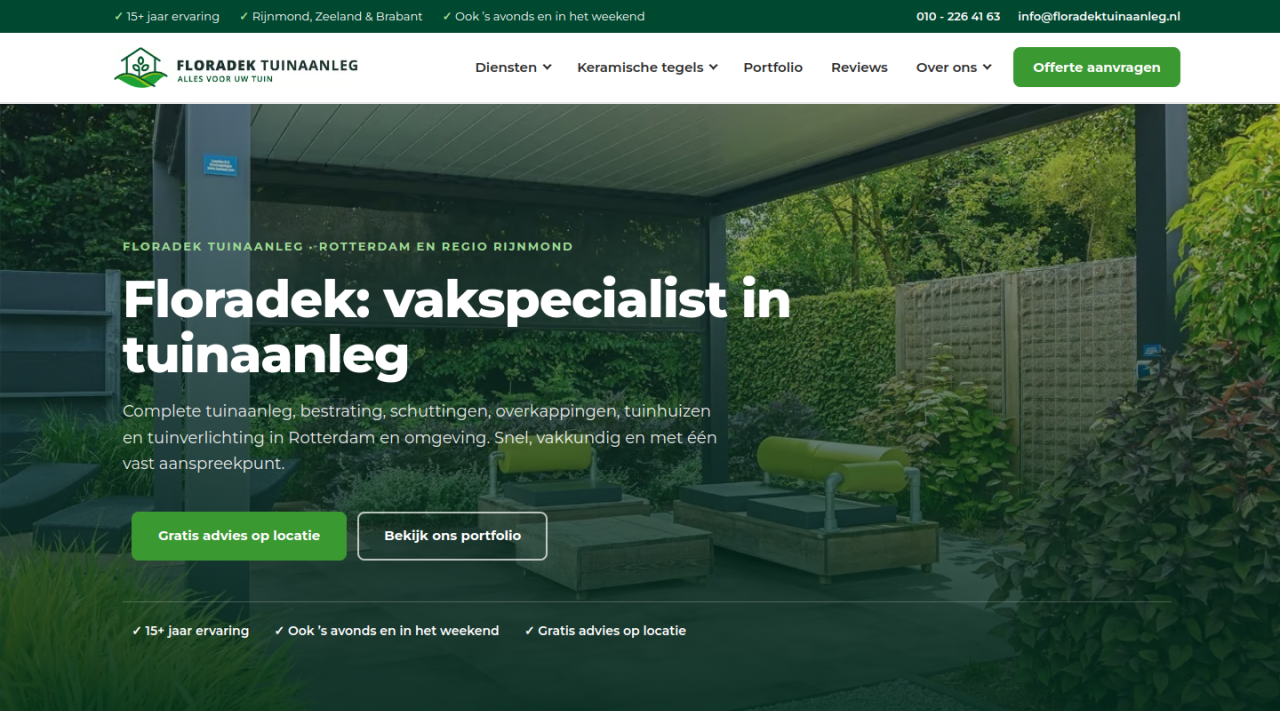 Zrzut ekranu strony internetowej floradektuinaanleg.nl wykonanej przez Ikoon Media